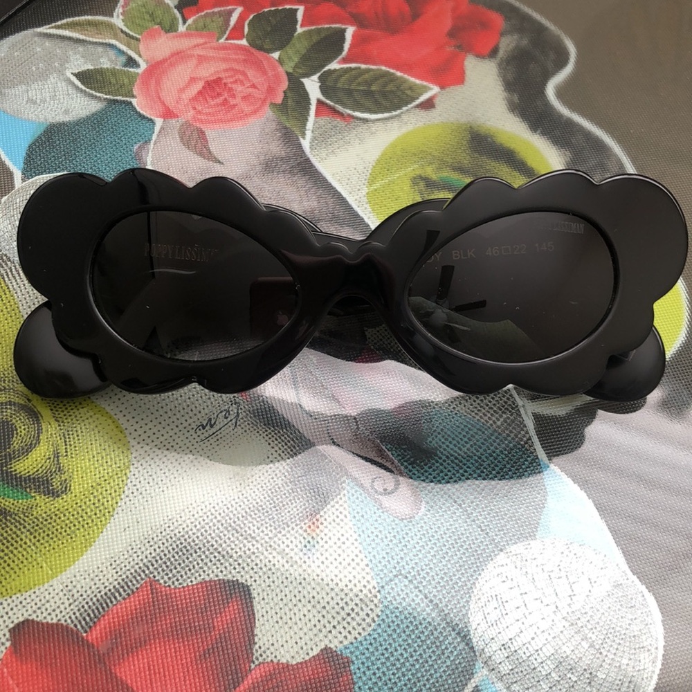 Poppy Lissiman “Cloud” Black Scalloped Frame Sunglasses